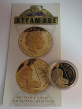 Load image into Gallery viewer, The Flying Scotsman, Steam Age Silver Proof Gold Plated Jersey £5 Coin + COA
