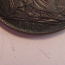 Load image into Gallery viewer, EDWARD VII PENNY 1910 ONE PENNY VF IN CLEAR FLIP
