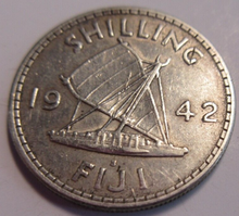 Load image into Gallery viewer, KING GEORGE VI FIJI SHILLING 1942 .900 SILVER EF+ SHILLING COIN &amp; CLEAR FLIP
