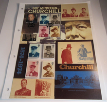Load image into Gallery viewer, WINSTON CHURCHILL COLLAGE VARIOUS WINSTON CHURCHILL POSTAGE STAMPS COLLAGE
