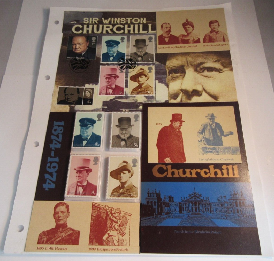 WINSTON CHURCHILL COLLAGE VARIOUS WINSTON CHURCHILL POSTAGE STAMPS COLLAGE