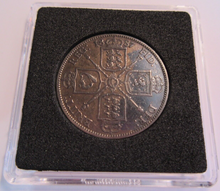 Load image into Gallery viewer, 1887 QUEEN VICTORIA SILVER FLORIN JUBILEE HEAD VF-EF IN QUADRANT CAPSULE &amp; BOX
