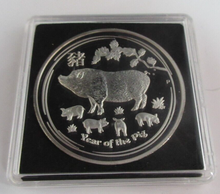 Load image into Gallery viewer, 2019 YEAR OF THE PIG QEII II AUSTRALIA SILVER PLATED PROOF MEDAL BOX &amp; COA

