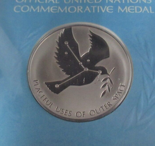 Load image into Gallery viewer, 1975 Peaceful Use of Outer Space First Edition United Nations Silver Proof Medal
