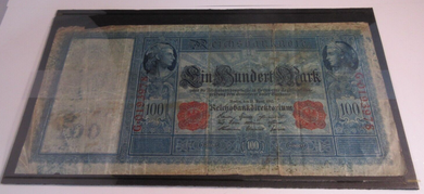 GERMAN BANKNOTE 100 MARK 1910 REICHSBANKNOTE WITH NOTE HOLDER