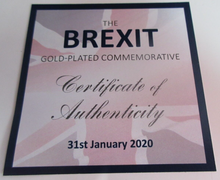 Load image into Gallery viewer, 2020 THE BREXIT GOLD PLATED PROOF MEDAL CAPSULE BOX &amp; COA

