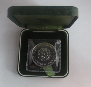 1947-1972 QUEEN ELIZABETH II ELIZABETH & PHILIP CROWN COIN + Royal Mint Box
