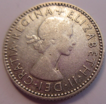 Load image into Gallery viewer, QUEEN ELIZABETH II 6d SIXPENCE 1954 .500 SILVER COIN VF AUSTRALIA &amp; CLEAR FLIP
