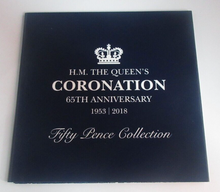 Load image into Gallery viewer, 2018 Coronation of Queen Elizabeth II 5 x 50p Isle of Man Coin Collection Pack
