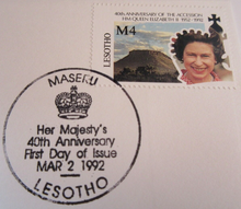 Load image into Gallery viewer, QUEEN ELIZABETH II HAPPY &amp; GLORIOUS 40th ANNIVERS 4 FIRST DAY COVERS - LESOTHO
