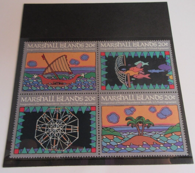 MARSHALL ISLANDS POSTAGE STAMPS 20C BLOCK OF 4 MNH IN STAMP HOLDER