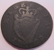 Load image into Gallery viewer, 1769 KING GEORGE III IRELAND HALF PENNY IN CLEAR FLIP
