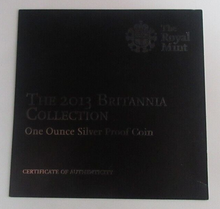 Load image into Gallery viewer, 2013 BRITANNIA FINE SILVER PROOF 1oz £2 TWO POUND COIN ROYAL MINT BOX AND COA C1
