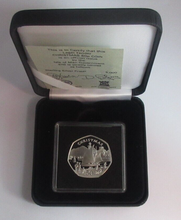 Load image into Gallery viewer, 1981 Christmas Boat at the Dockyard Isle of Man Silver Proof 50p Coin Box &amp;COA
