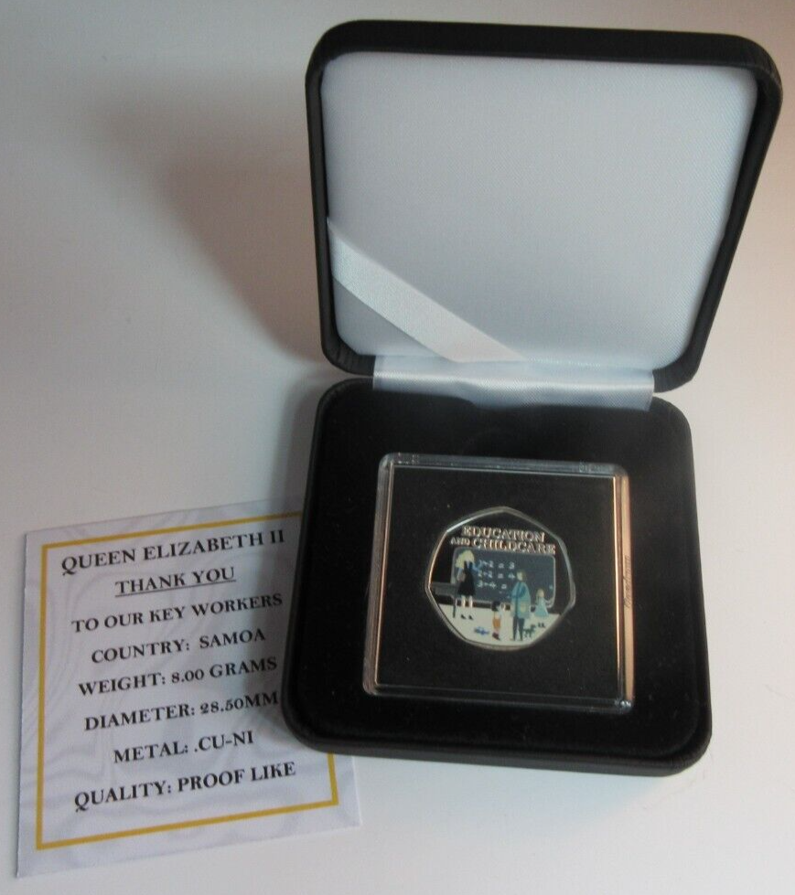 2020 THANK YOU KEYWORKERS SAMOA HALF DOLLAR COIN BOX & COA EDUCATION & CHILDCARE