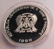 Load image into Gallery viewer, 1999 SAO TOME E PRINCIPE 2000 DOBRAS 1 EURO COIN 10Z PURE SILVER ENCAPSULATED

