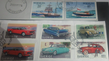 Load image into Gallery viewer, Cars &amp; Ships 12 x Bermuda &amp; Sweden First Day Cancellation Stamps

