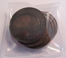 Load image into Gallery viewer, KING GEORGE VI BRONZE 1D PENNY 1941 X 3  &amp; 1942 X 2 SOUTH AFRICA IN CLEAR FLIP
