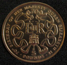 Load image into Gallery viewer, QUEEN ELIZABETH II 1996 GIBRALTAR VIRENIUM BUNC £5 FIVE POUND COIN WITH CAPSULE
