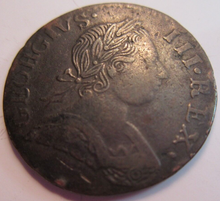 Load image into Gallery viewer, 1775 KING GEORGE III BRONZED HALFPENNY VF DETAIL IN CLEAR FLIP
