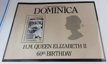 Load image into Gallery viewer, 1986 QUEEN ELIZABETH II 60TH BIRTHDAY DOMINICA STAMPS &amp; ALBUM SHEET
