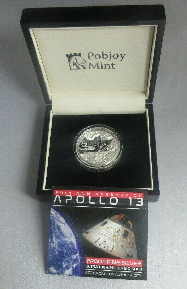 2020 Apollo 13 50th Anniversary Silver Proof High Relief 1 Crown Coin ...