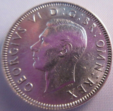 1939 KING GEORGE VI BARE HEAD .500 SILVER aUNC ONE SHILLING COIN & CLEAR FLIP S2