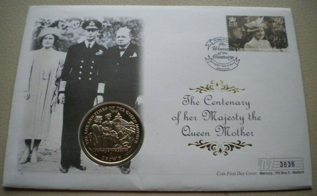 2000 THE CENTENARY OF HER MAJESTY THE QUEEN MOTHER ISLE OF MAN 1 CROWN PNC