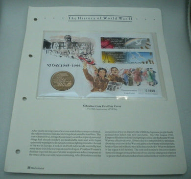 1945-1995 VJ DAY COMMEMORATIVE COIN COVER PROOF VERENIUM £5 COIN PNC,INFO SHEET