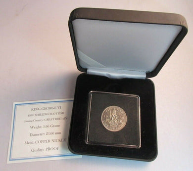 1950 KING GEORGE VI BARE HEAD PROOF SCOTTISH ONE SHILLING COIN BOXED WITH COA