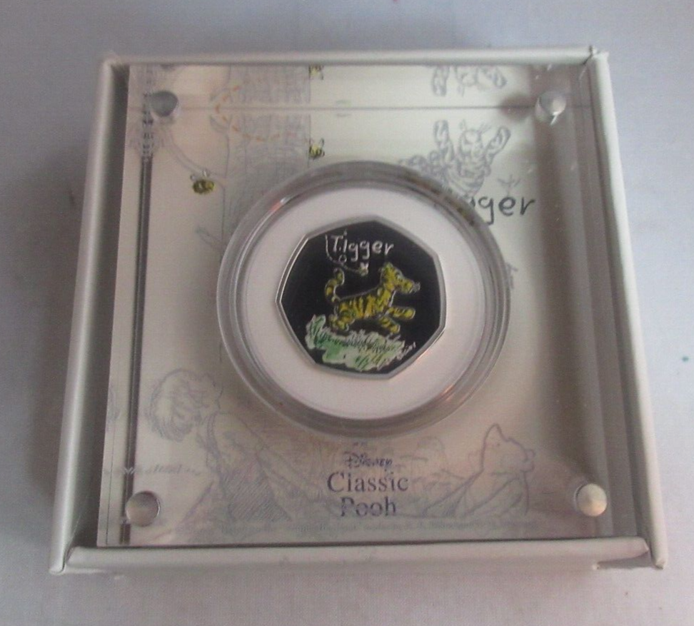 Tigger 2022 Disney Classic Pooh Royal Mint Silver Proof UK Coloured 50p Coin