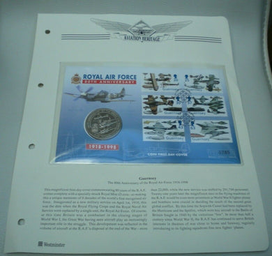 1998 ROYAL AIR FORCE 80TH ANNIVERSARY MINT BUNC £5 COIN COVER, STAMPS/POSTMARKS