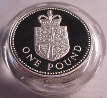 Load image into Gallery viewer, 1988 UK £1 THE ROYAL ARMS ONE POUND COIN PIEDFORT SILVER PROOF BOX &amp; COA
