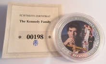 Load image into Gallery viewer, 2009 THE KENNEDY FAMILY SILVER PLATED PROOF MEDALLION WITH COA &amp; CLEAR FLIP
