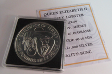 Load image into Gallery viewer, 1972 QEII JERSEY LOBSTER £2.50 .999 SILVER BUNC COIN BOX &amp; COA
