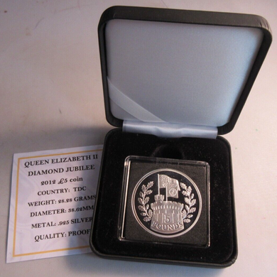 2012 £5 QEII DIAMOND JUBILEE SILVER PROOF TDC FIVE POUND COIN BOX & COA