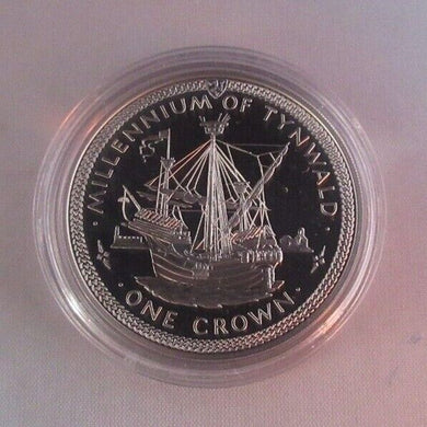 1979 Millennium of Tynwald Flemish Carrak Silver Proof 1 Crown Coin