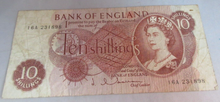 Load image into Gallery viewer, TEN SHILLINGS BANK NOTE HOLLOM VF FIRST RUN 16A 231898
