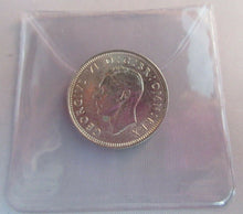 Load image into Gallery viewer, 1942 KING GEORGE VI BARE HEAD .500 SILVER UNC ONE SHILLING COIN &amp; CLEAR FLIP E2
