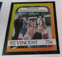 Load image into Gallery viewer, 1986 QUEEN ELIZABETH II 60TH BIRTHDAY ST VINCENT STAMPS &amp; ALBUM SHEET
