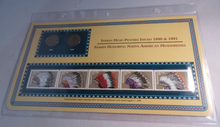 Load image into Gallery viewer, INDIAN HEAD PENNIES ISSUED 1890 &amp; 1891 WITH POSTAGE STAMPS ON ALBUM INFO SHEET
