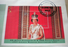 Load image into Gallery viewer, 1947-1997 WEDDING DAY &amp; GOLDEN WEDDING QEII &amp; PRINCE PHILIP DOUBLE STAMP COVER
