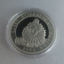 Load image into Gallery viewer, Queen Elizabeth I 2006 Great Britons Silver Proof Alderney £5 Coin in Capsule
