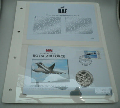 2008 DEVELOPMENT OF AIRCRAFT - HISTORY OF THE RAF PROOF 1 CROWN  COIN COVER PNC