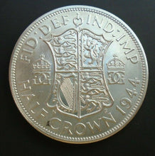 Load image into Gallery viewer, 1944 KING GEORGE VI BARE HEAD 1 SILVER HALF CROWN ref SPINK 4080 A1
