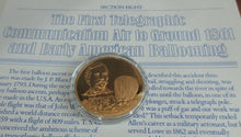 Load image into Gallery viewer, History of Man in Flight 1973 Gold Plated Bronze Scarce Medals + Info Sheet
