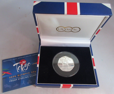 TOKYO 2020 SUMMER OLYMPIC SPRINTING SILVER PROOF FIFTY PENCE 50P 2021 BOX & COA