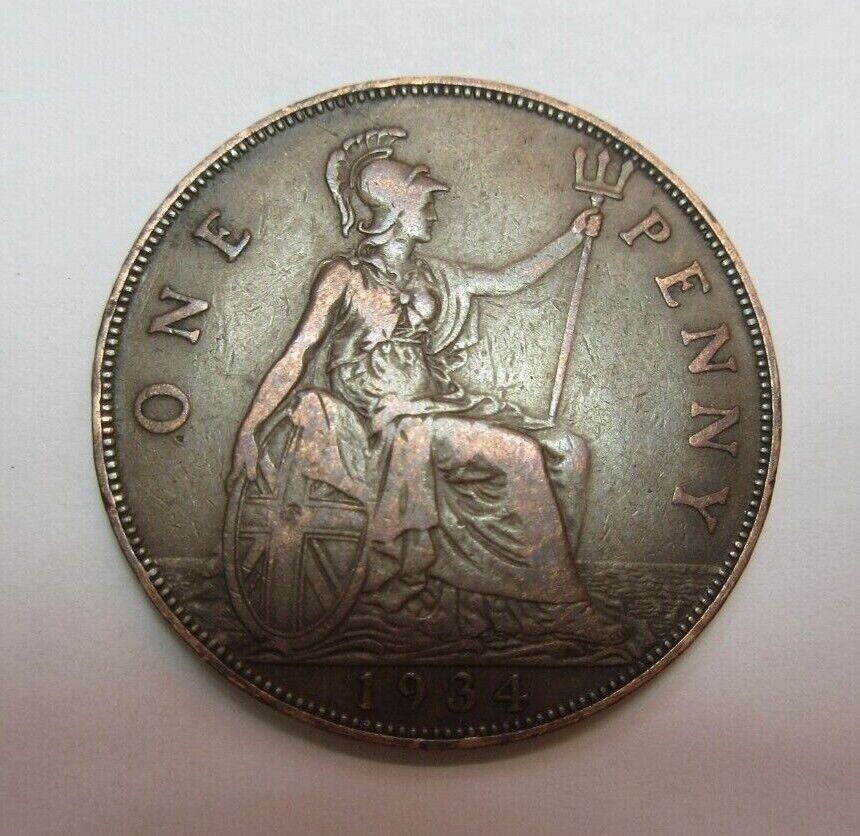 1934 KING GEORGE V BRONZE PENNY SPINK REF 4055 DARKEND BY THE MINT CA1