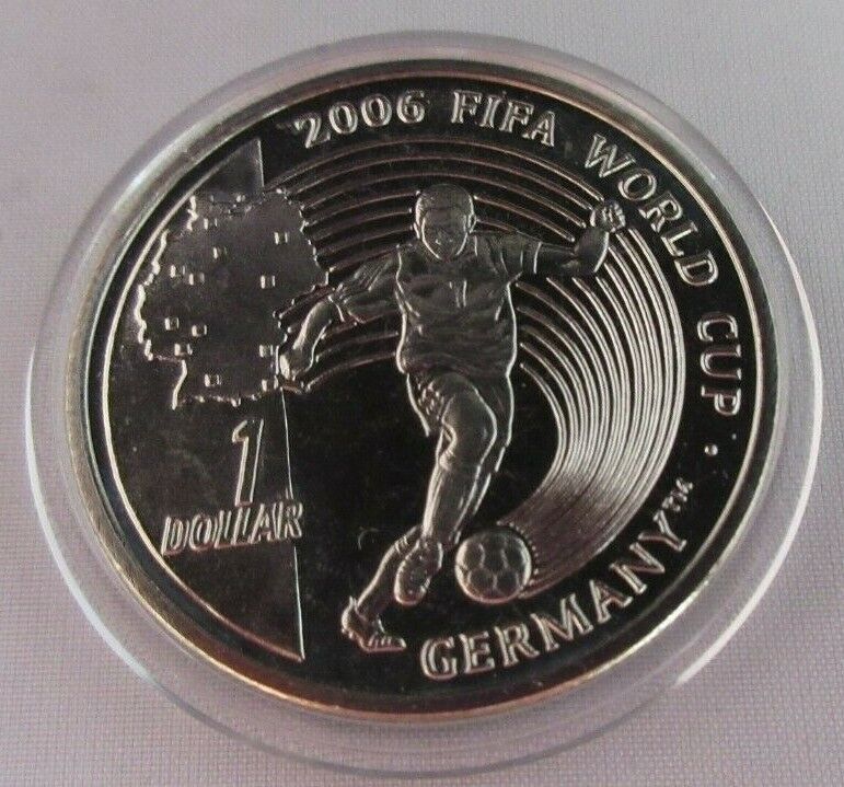 2006 FIFA WORLD CUP GERMANY BU SIERRA LEONE ONE DOLLAR COIN & CAPSULE