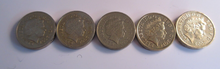 Load image into Gallery viewer, 2005/6/7/8/14 FIVE ROYAL MINT £1 ONE POUND COINS BRIDGES &amp; SHIELDS EF-UNC POUCH
